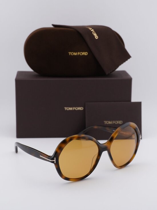 Tom Ford Annabelle-02 FT1282 52E Round Sunglasses - Dark Havana / Brown main image 10